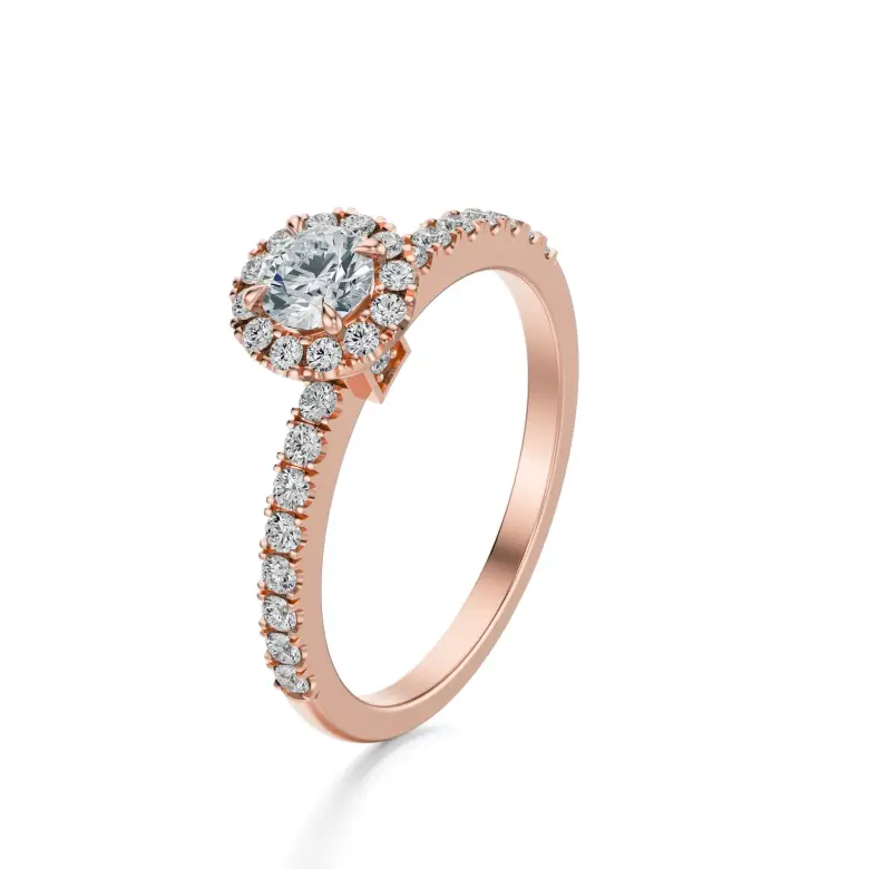 Pierścionek zaręczynowy różowe złoto