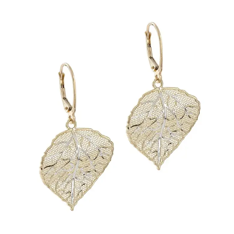Złote kolczyki ażurowe liście Złote kolczyki ażurowe liście