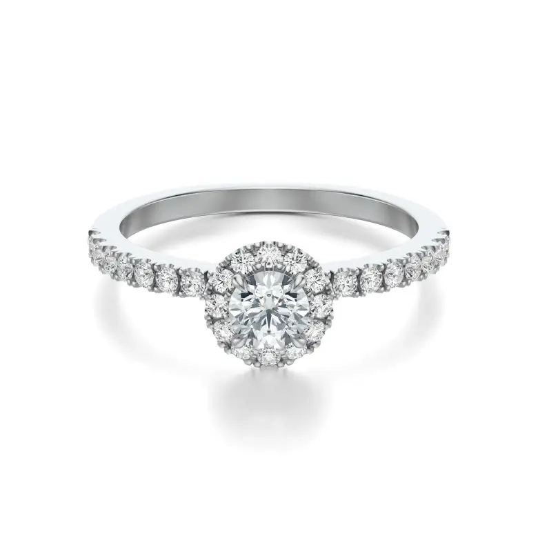 Pierścionek białe złoto z diamentami