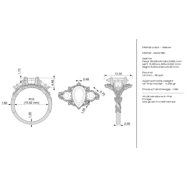 Pierścionek z dużym diamentem