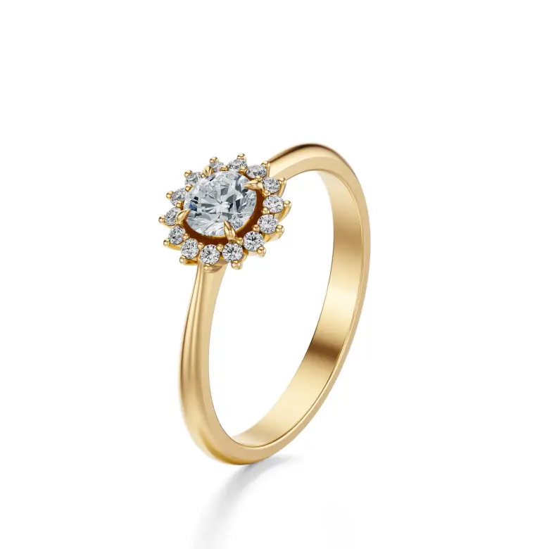 Pierścionek zaręczynowy złoty z diamentami Pierścionek zaręczynowy złoty z diamentami