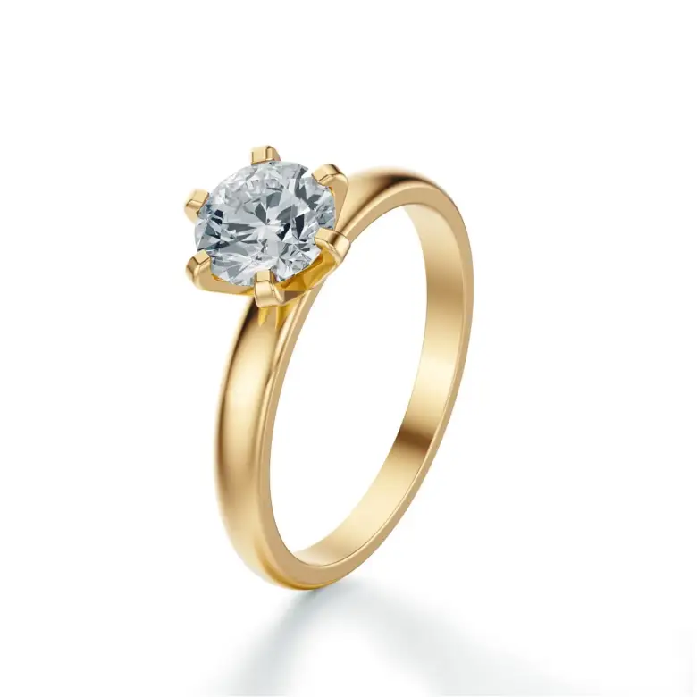 Złoty pierścionek z dużym diamentem Złoty pierścionek z dużym diamentem