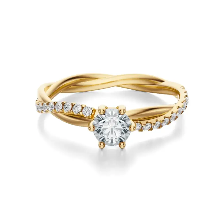 Pierścionek złoty z diamentami Pierścionek złoty z diamentami