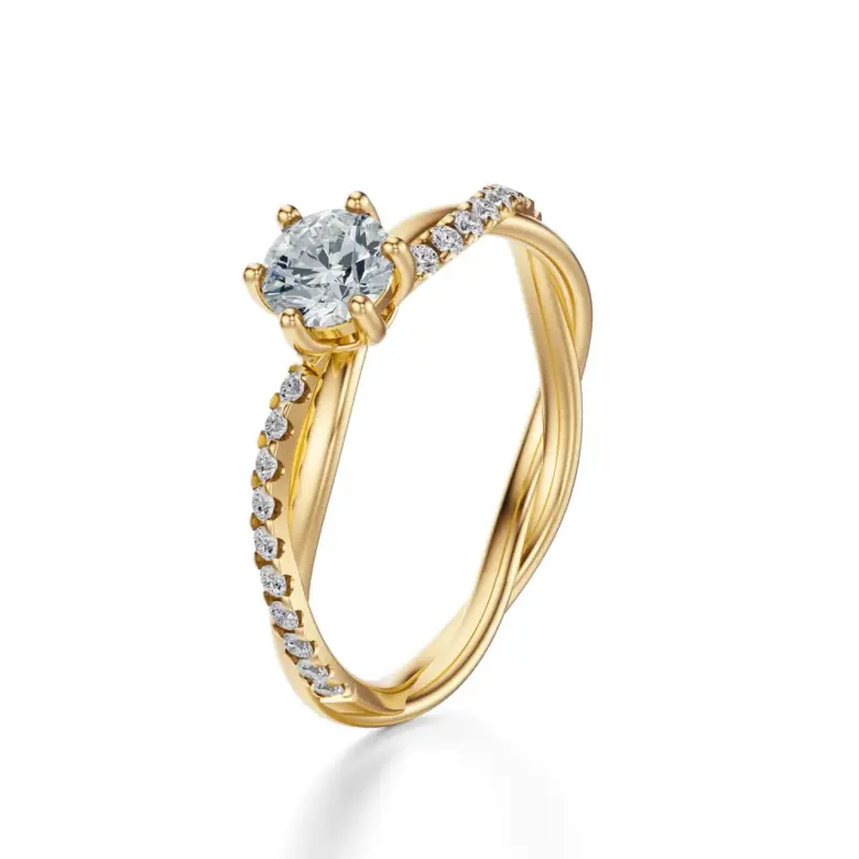 Pierścionek złoty z diamentami Pierścionek złoty z diamentami