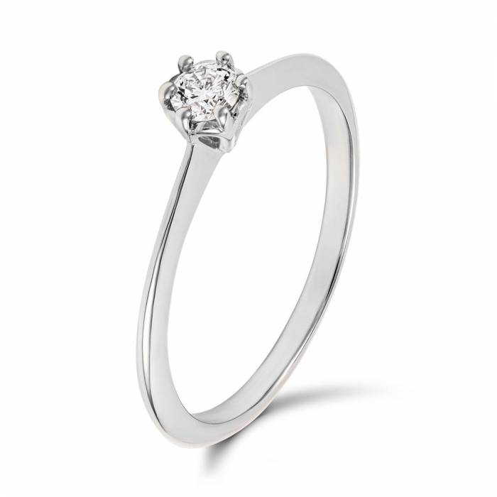 Pierścionek z diamentem 0,15 ct z białego złota