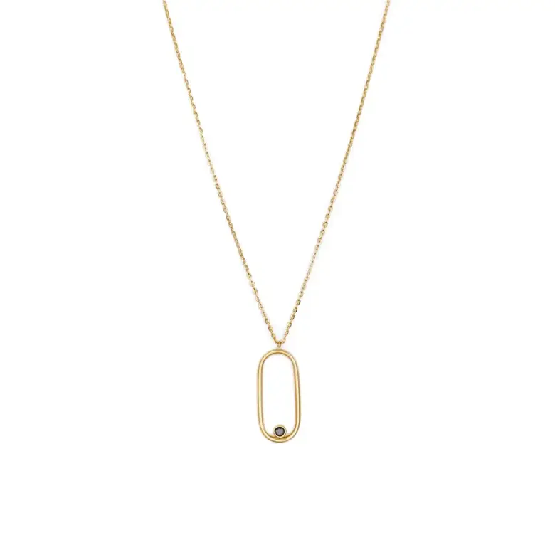 naszyjnik złoty celebrytka z czarną cyrkonią