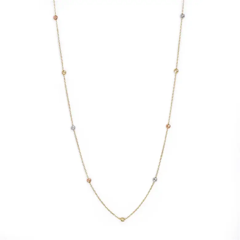 Złota celebrytka naszyjnik z kuleczkami