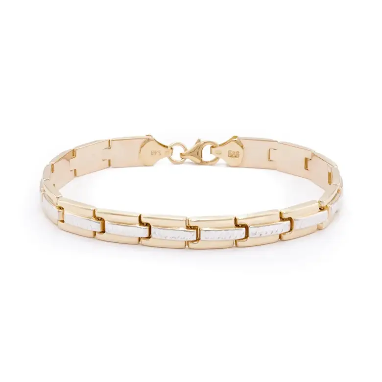 Złota bransoleta z prostokątnych elementów