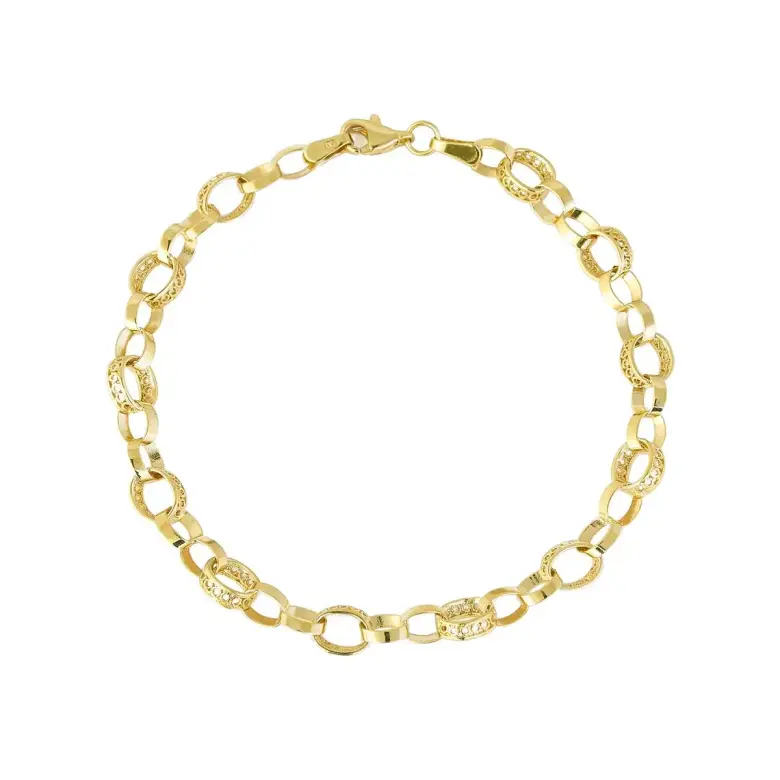 Bransoletka złota z ażurowymi i gładkimi ogniwami Bransoletka złota z ażurowymi i gładkimi ogniwami