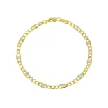 Bransoletka złota dwukolorowa z blaszką o splocie figaro Bransoletka złota dwukolorowa z blaszką o splocie figaro