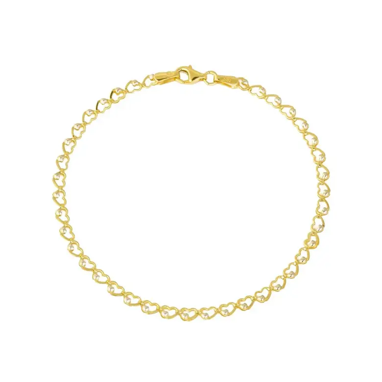 Bransoletka złota z dwukolorowymi serduszkami Bransoletka złota z dwukolorowymi serduszkami