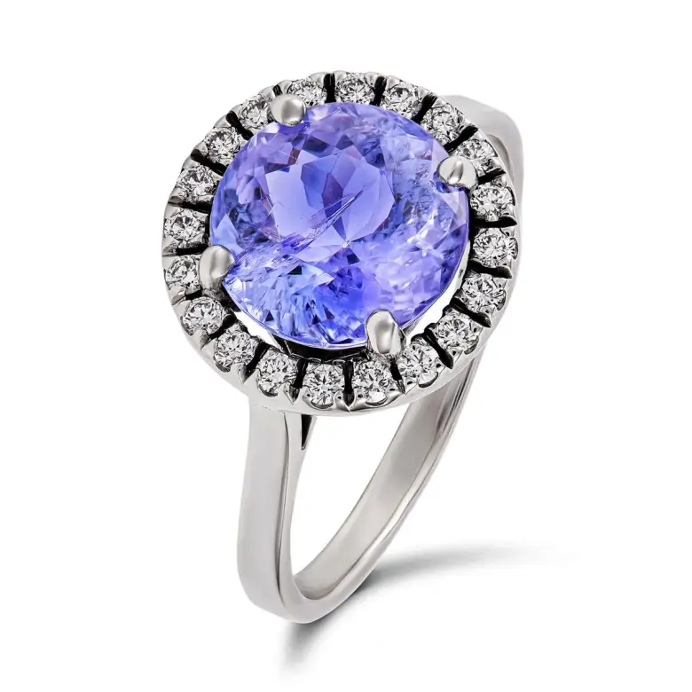 Złoty pierścionek z tanzanitem