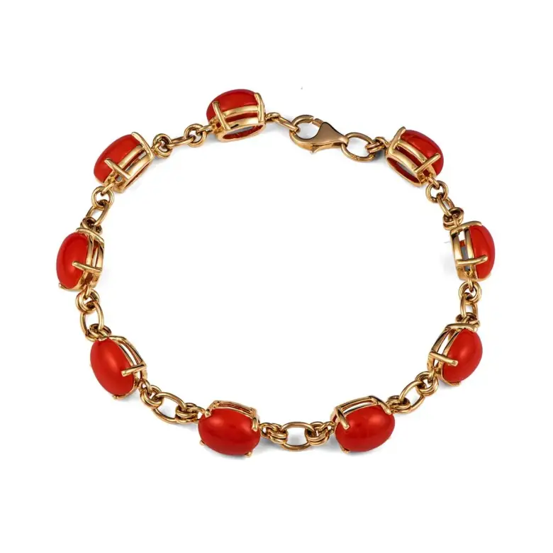 Złota bransoletka z koralem naturalnym Złota bransoletka z koralem naturalnym