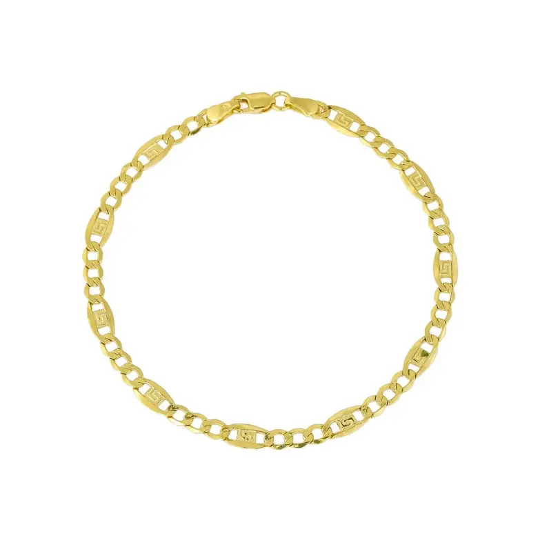 Bransoletka złota z ozdobną blaszką o splocie Figaro Bransoletka złota z ozdobną blaszką o splocie Figaro