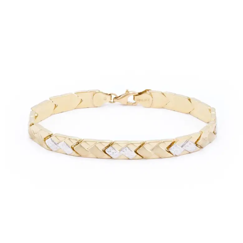 Złota bransoleta z prostokątnych elementów