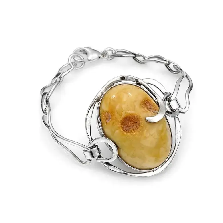 Bransoletka srebrna z bursztynem