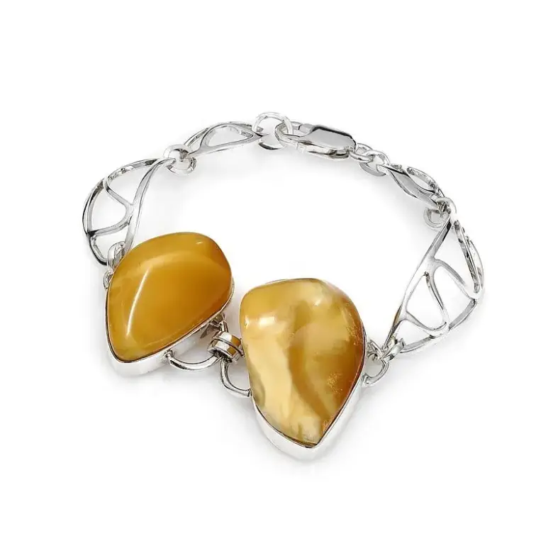 Bransoletka z bursztynem srebrna