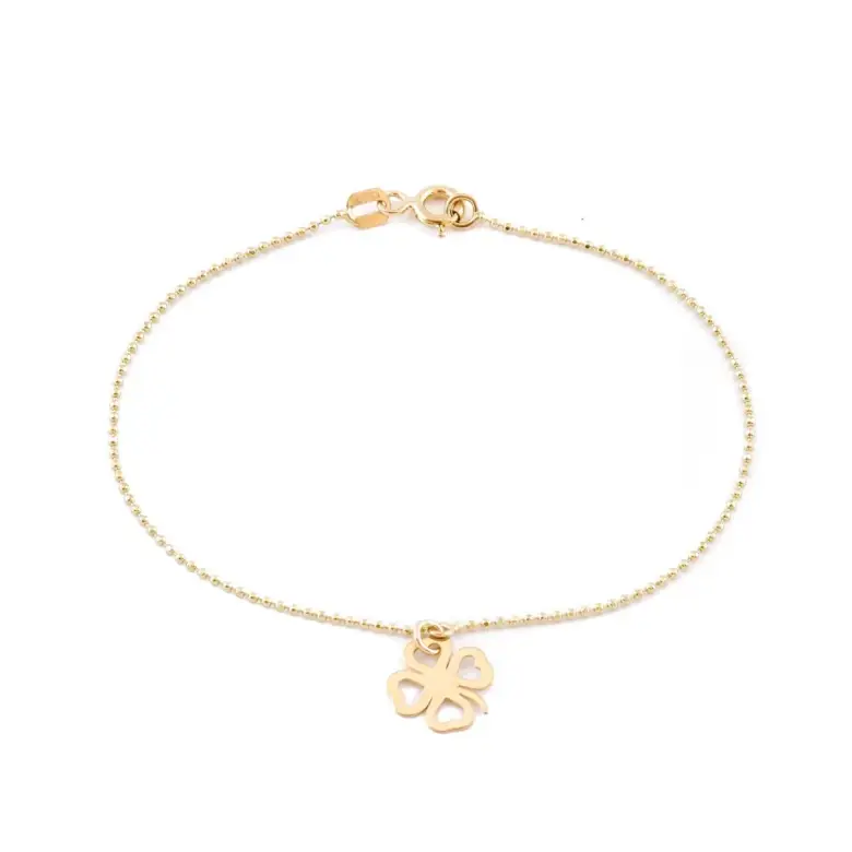 Złota bransoletka czterolistna koniczynka Złota bransoletka czterolistna koniczynka