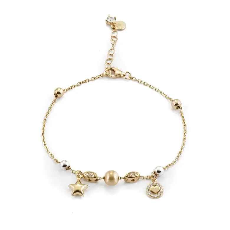 Złota bransoletka z zawieszkami Złota bransoletka z zawieszkami