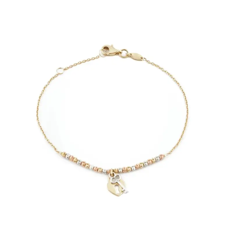 Złota bransoletka z zawieszką w kształcie kłódki Złota bransoletka z zawieszką w kształcie kłódki