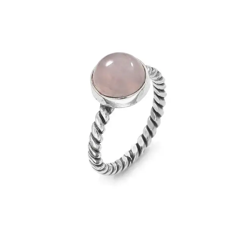 Pierścionek z kwarcem różowym