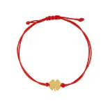 Bransoletka na sznurku złota z koniczynką