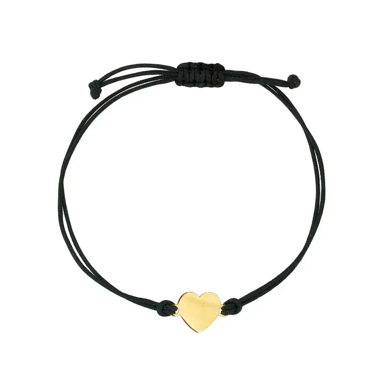 Bransoletka na sznurku złota z serduszkiem