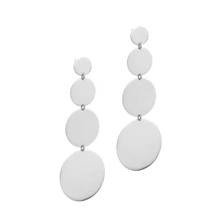 Srebrne kolczyki wiszące okrągłe blaszki Srebrne kolczyki wiszące okrągłe blaszki