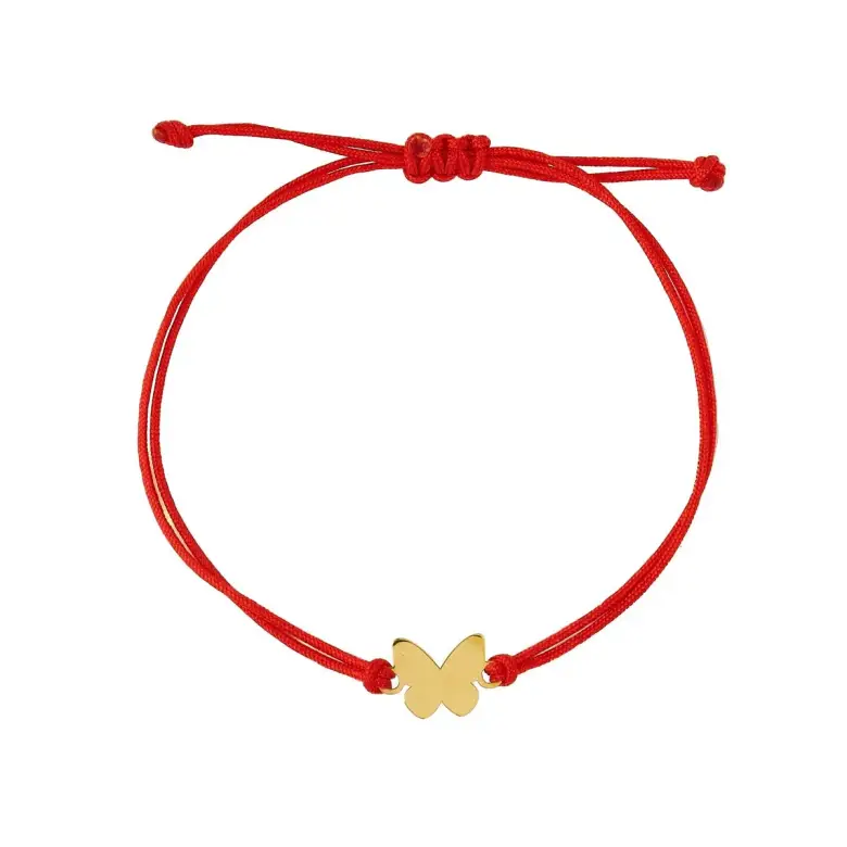 Bransoletka na sznurku złota z motylkiem