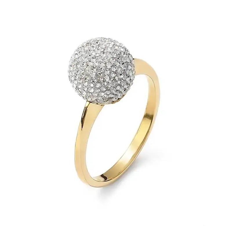 Złoty pierścionek z kulką wysadzaną cyrkoniami Złoty pierścionek z kulką wysadzaną cyrkoniami