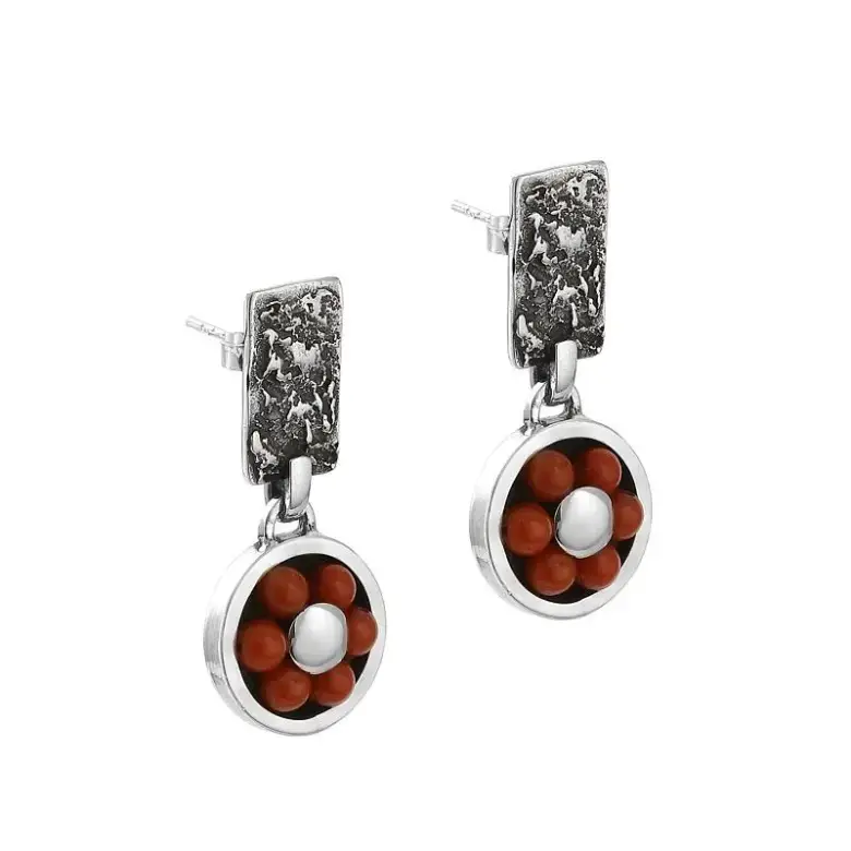 Kolczyki srebrne z koralem