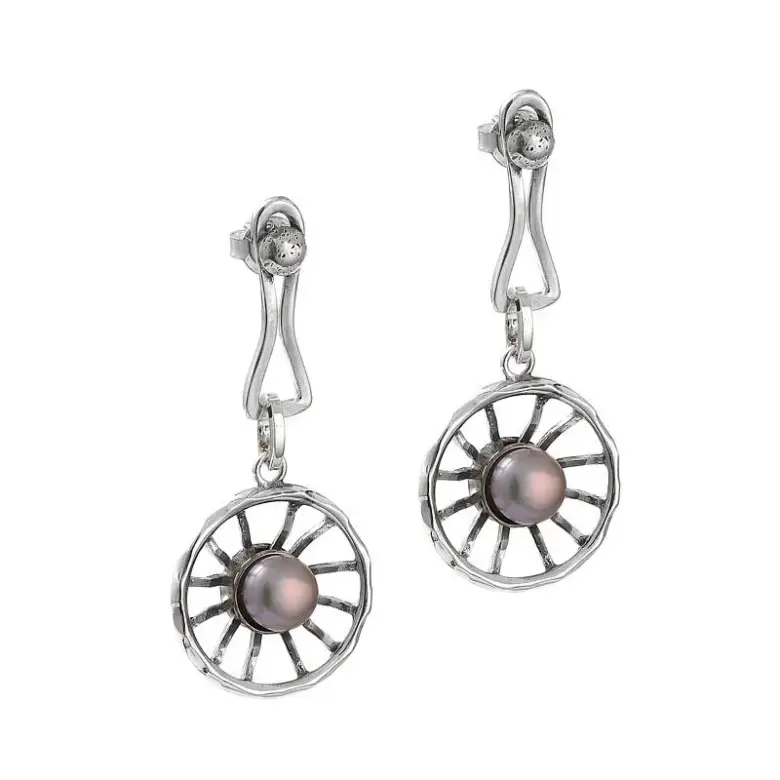 Kolczyki srebrne wiszące z perłami