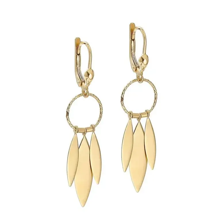 Złote kolczyki wiszące blaszki Złote kolczyki wiszące blaszki