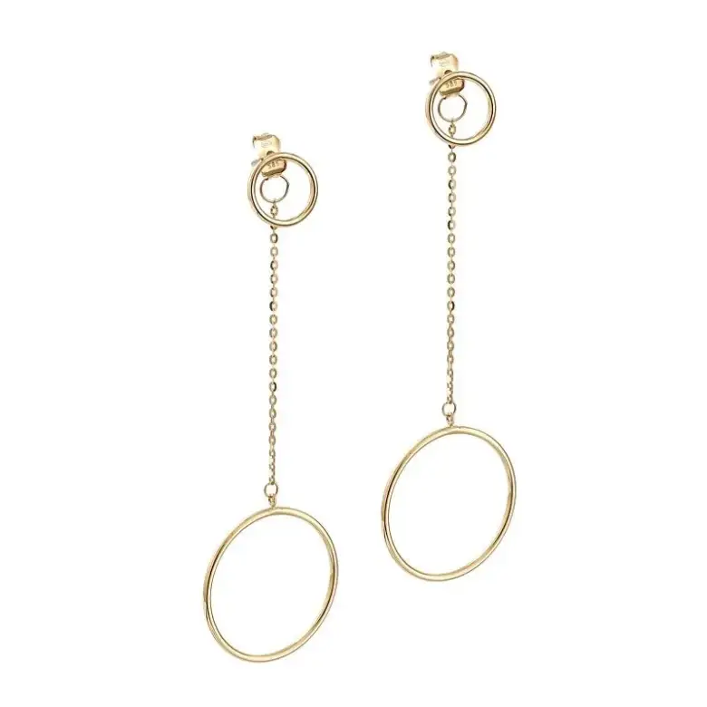 Złote kolczyki wiszące koła Złote kolczyki wiszące koła