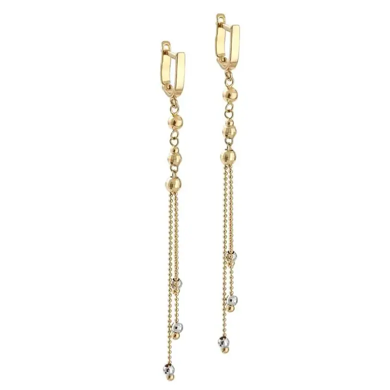 Kolczyki złote wiszące łańcuszki