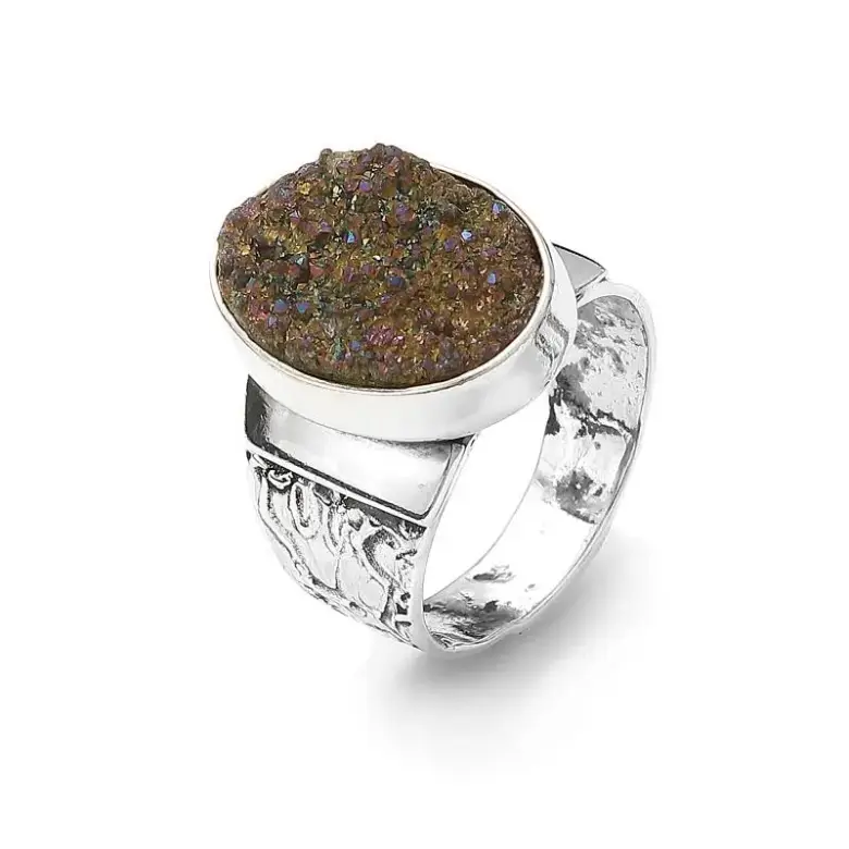 Pierścionek artystyczny z kwarcem tytanowym