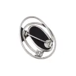 Srebrna broszka z naturalnym kamieniem -634