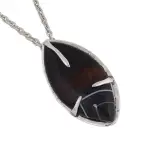 Srebrna broszka/wisior z naturalnym kamieniem -637