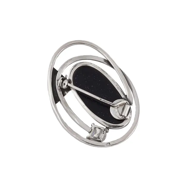 Srebrna broszka z naturalnym kamieniem -634