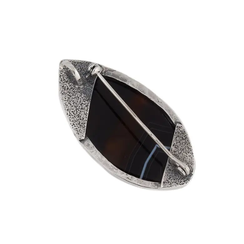 Srebrna broszka/wisior z naturalnym kamieniem -636