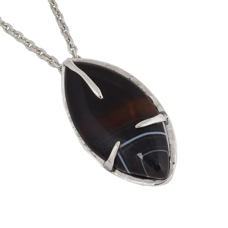 Srebrna broszka/wisior z naturalnym kamieniem -637