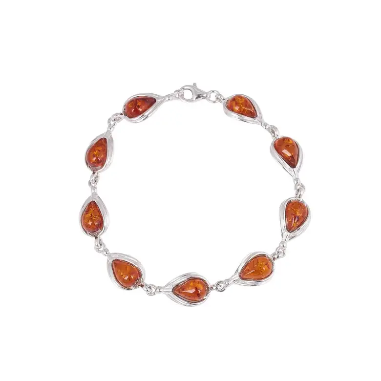 Srebrna bransoletka z bursztynem