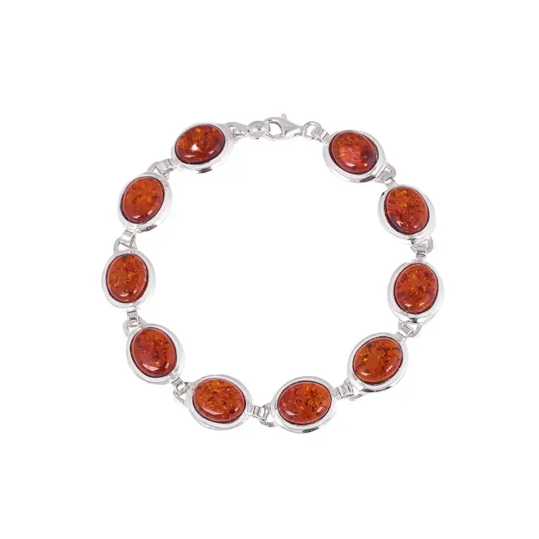 Srebrna bransoletka z bursztynem