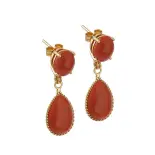 Kolczyki złote z koralem naturalnym Kolczyki złote z koralem naturalnym