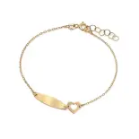 Złota bransoletka z blaszką i serduszkiem Złota bransoletka z blaszką i serduszkiem