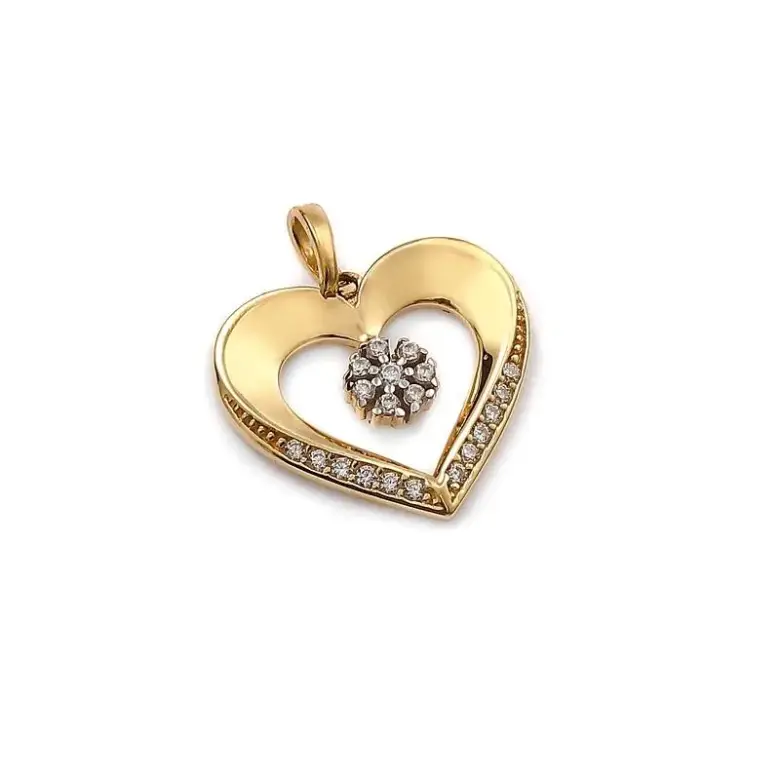 Złota zawieszka serce z cyrkoniami Złota zawieszka serce z cyrkoniami
