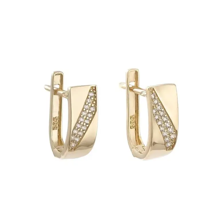 Złote kolczyki cyrkonie na angielskim zapięciu Złote kolczyki cyrkonie na angielskim zapięciu