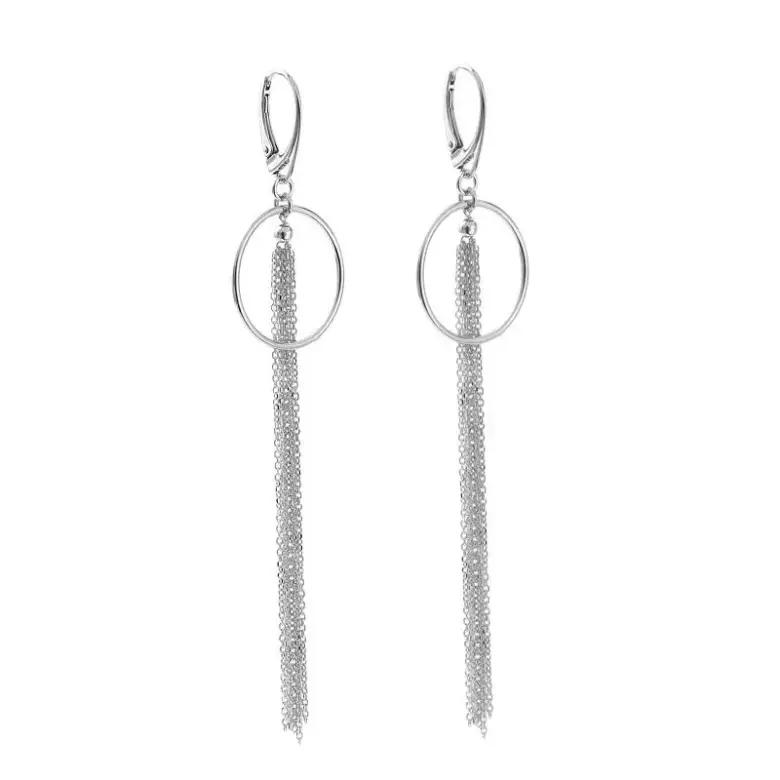 Kolczyki srebrne wiszące łańcuszki