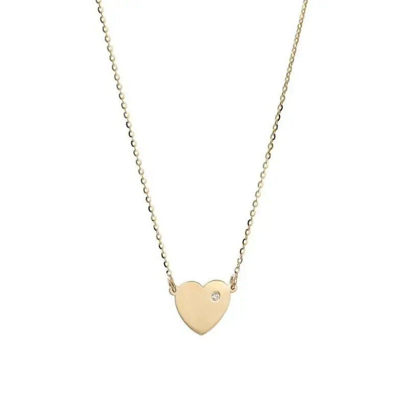 złoty naszyjnik celebrytka serce z diamentem