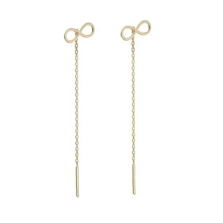 Złote przeciągane kolczyki nieskończoność Złote przeciągane kolczyki nieskończoność
